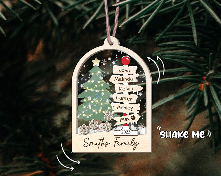 Family Christmas Shaker Ornament, Personalized Family Shaker Ornament, 4D Family Ornament 2023, Family Tree Ornament, Family Gift Ornament