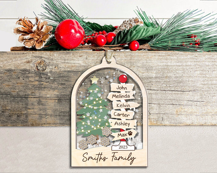 Family Christmas Shaker Ornament, Personalized Family Shaker Ornament, 4D Family Ornament 2023, Family Tree Ornament, Family Gift Ornament