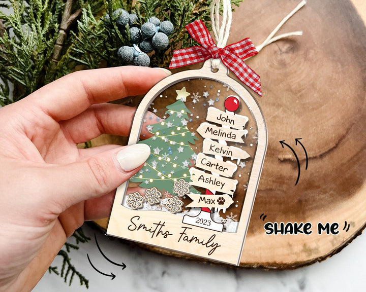 Family Christmas Shaker Ornament, Personalized Family Shaker Ornament, 4D Family Ornament 2023, Family Tree Ornament, Family Gift Ornament