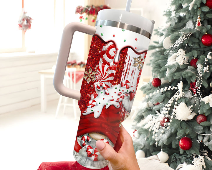 Christmas Gnome 40oz Tumbler, Gnome Lover Gifts, Tumbler With Straw Gift for Women, Gnome Cup With Name, Gnome Cup for Her