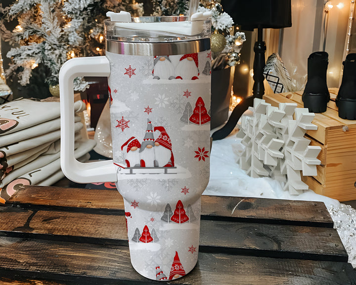 Christmas Gnome-antics 40oz With Handle, Merry Christmas 40oz Cup, Christmas Santas 40oz Stainless Steel Tumbler With Lid and Straw.