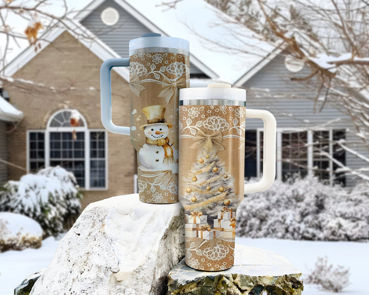 Christmas Tumbler Snowman 40oz, Skinny Tumbler Wrap 40oz, Christmas Family Trip Cup, Stainless Steel Tumbler with Straw, Christmas Gift