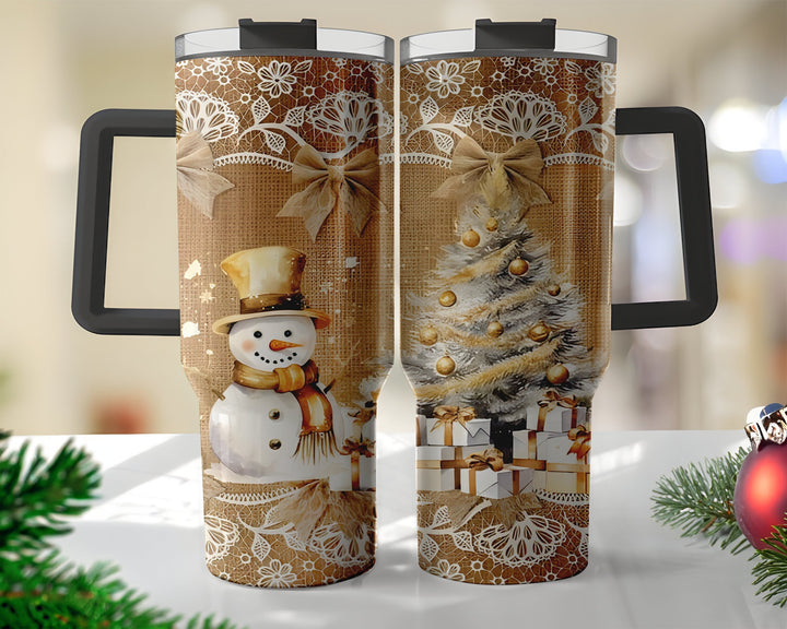 Christmas Tumbler Snowman 40oz, Skinny Tumbler Wrap 40oz, Christmas Family Trip Cup, Stainless Steel Tumbler with Straw, Christmas Gift