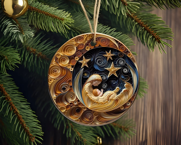 Spectacular Navy and Gold 3D look Non-Textured Christmas Star Moon Ornaments, Two-Sided Acrylic Ornament, Christmas Decoration, Xmas Gifts