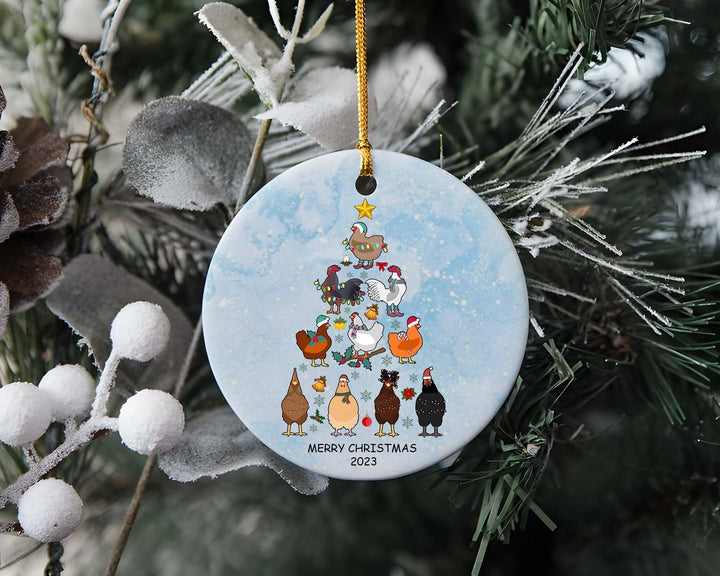 Chicken Christmas Lights Ornament 2023, Farmhouse Holiday Decoration, Chicken Lover Gift, Personalized Family and Pet Stocking Ornament