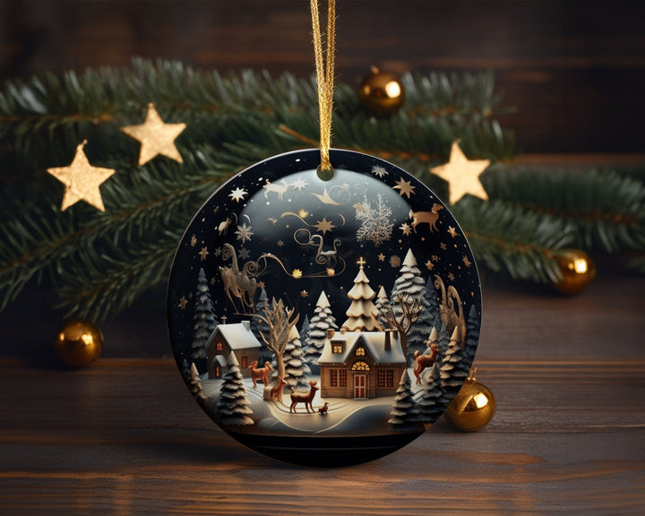 Snow Globe Christmas Ornaments, Round Christmas Ornaments, 3D Round Ornament, Christmas Gifts For Family, Santa Xmas, Xmas Decor
