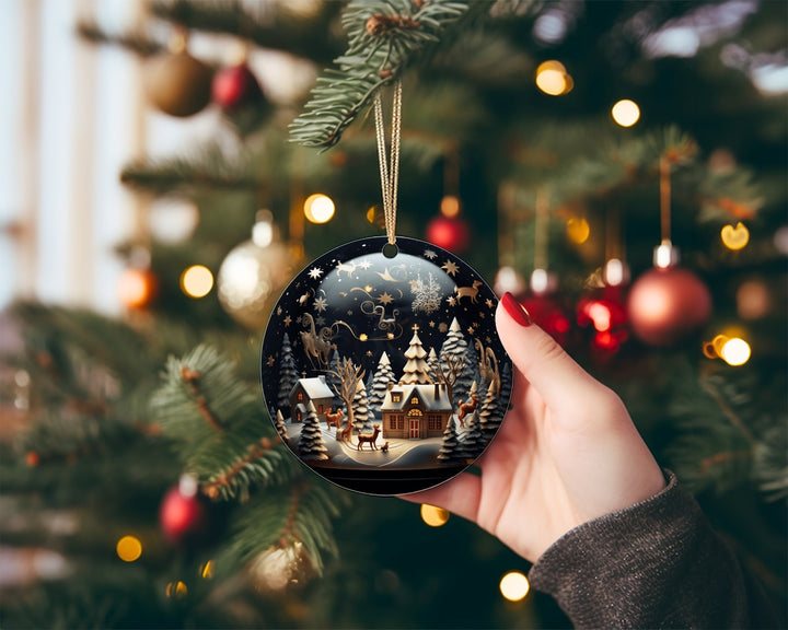 Snow Globe Christmas Ornaments, Round Christmas Ornaments, 3D Round Ornament, Christmas Gifts For Family, Santa Xmas, Xmas Decor