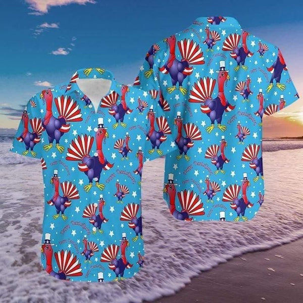 Us Flag Turkeys Thanksgiving Hawaiian Shirt | HW3369