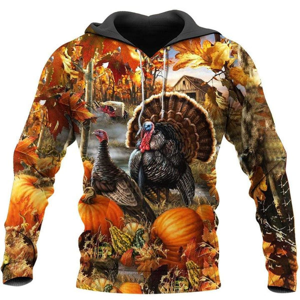 Amazing Turkey Thanksgiving Orange Camouflage 3D All Over Print | Adult | HP3075