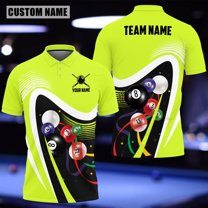 Maxcorners Billiards Ball Colourful Personalized 3D Polo Shirt