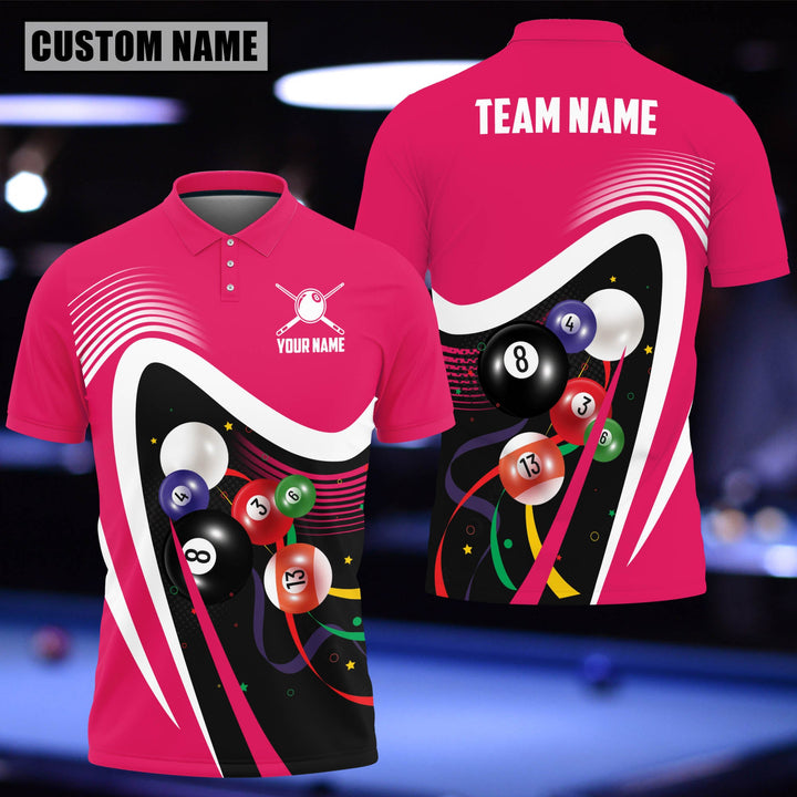 Maxcorners Billiards Ball Colourful Personalized 3D Polo Shirt