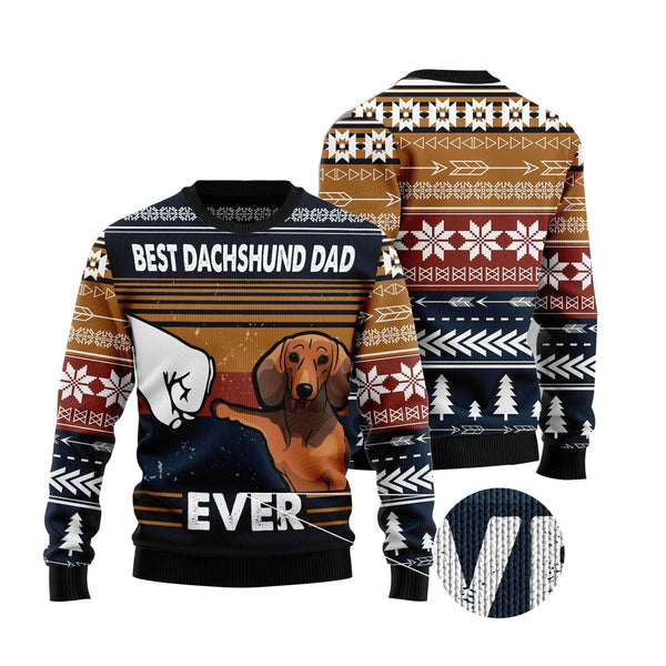 Best Dachsund Dog Dad Ever Funny Ugly Christmas Sweater | Adult | US2526